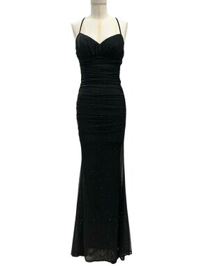 City Studio Glitter Tie Back Maxi Dress Formal Gown Sexy Long Dress Size Small